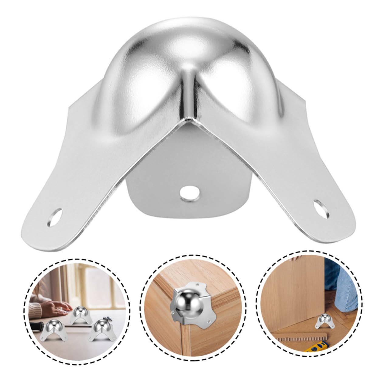 TEHAUX 12 Pezzi Protezioni Angolari per Flight Case in Ferro Argento, Copertura Angolare a Forma Sferica, Resistente e Facile da Usare per Mobili e Valigie