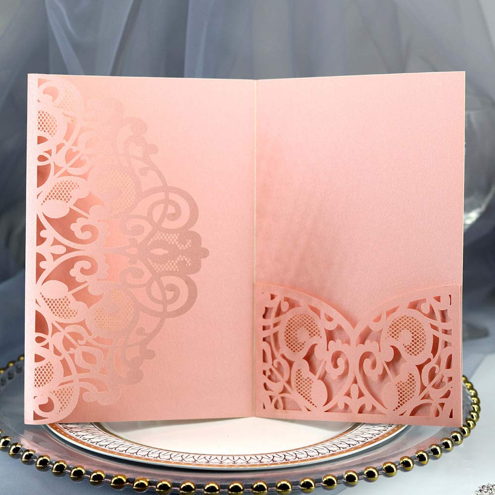 Biglietti Invito Matrimonio - 10 Pezzi Con Design Floreale Tagliato Laser