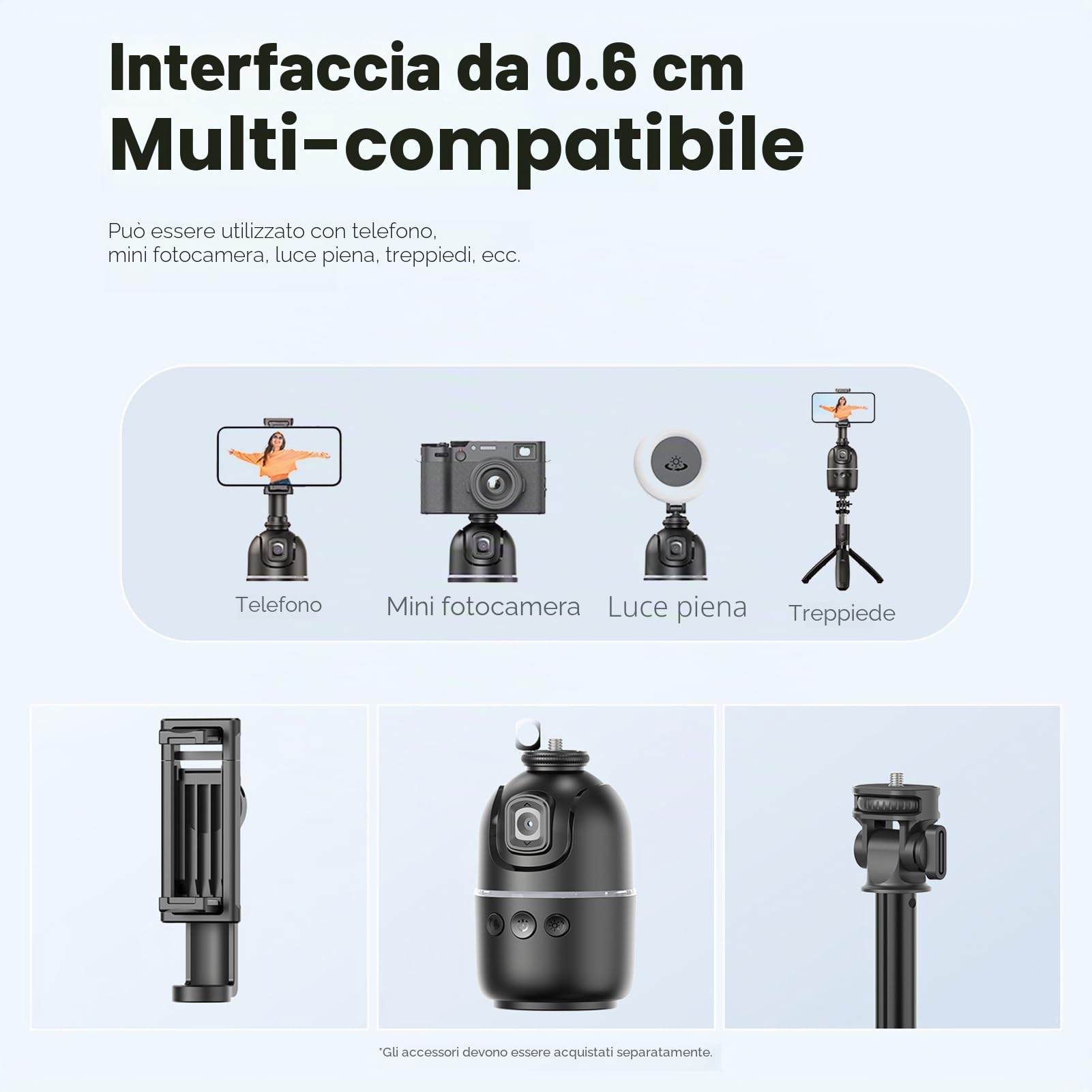 Andoer 360 ° Auto Face Tracking Gimbal con Morsetto Telefonico per Vlog e Live Streaming
