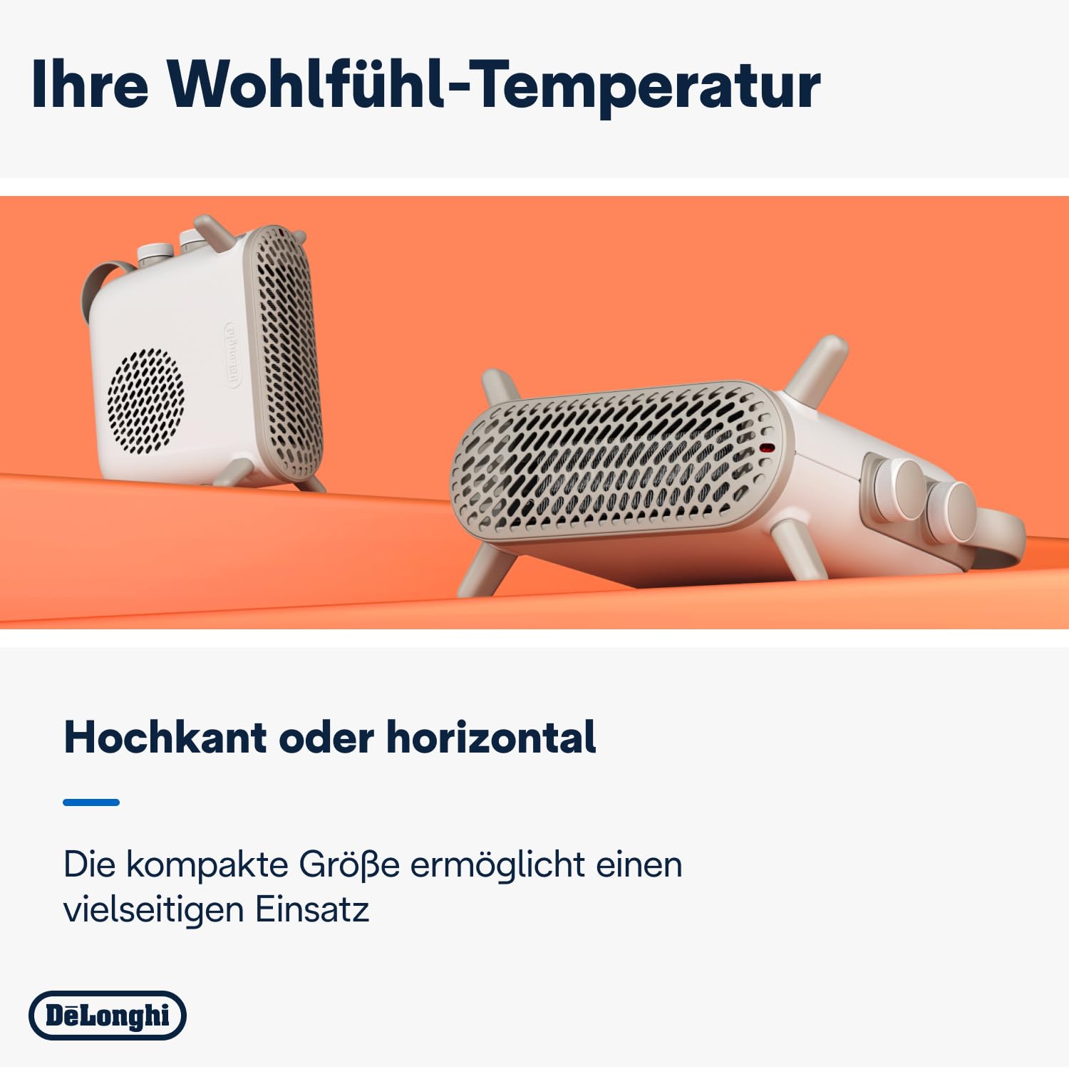 Heizlüfter - Delonghi - Metall - 2000 W max - Vertikale und horizontale Position - Leise (43 dB)