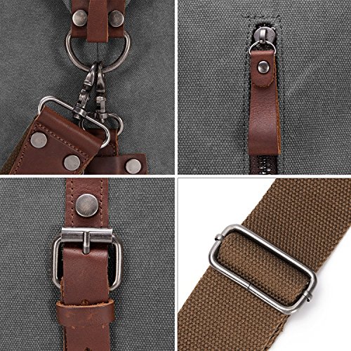 BAOSHA Oversized Canvas PU Leather Travel Tote Duffel Bag Weekender Overnight Bag (Army Green)