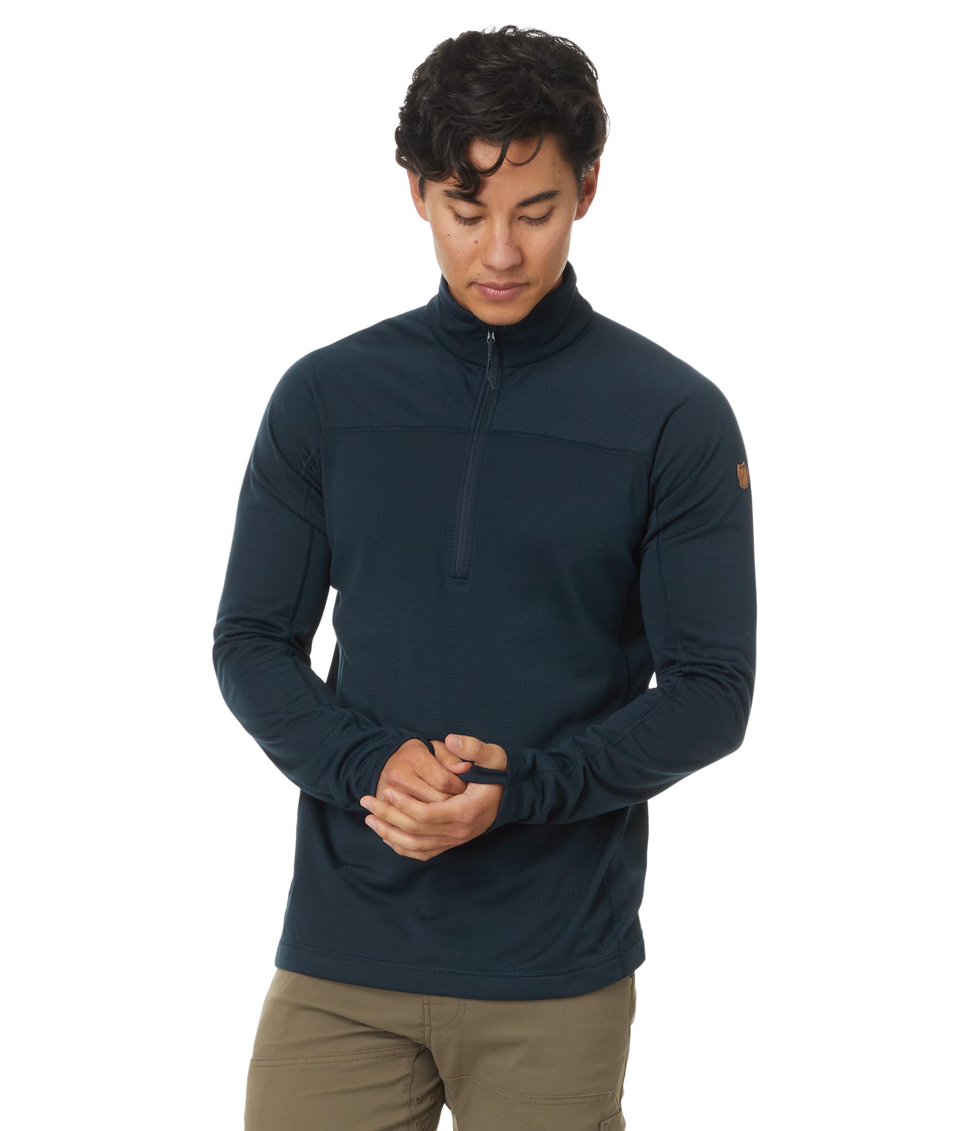 Fjallraven Men's Navy Abisko Lite Fleece Half Zip Sweatshirt - Dark 555 - Size: M