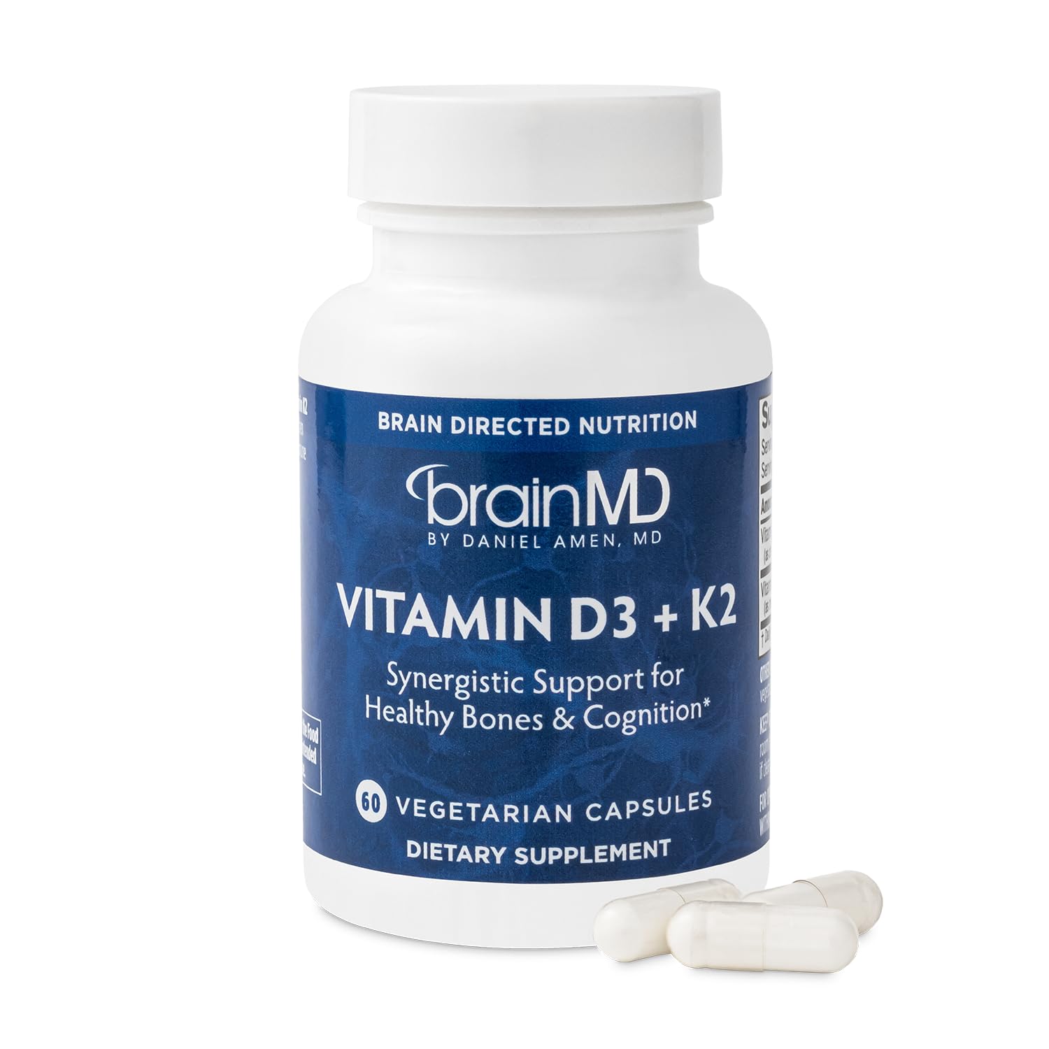 BrainMD Vitamin D3 + K2 Bone Support Capsules, 60 Servings