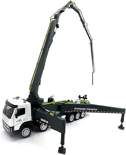 Miniatura 4 de Gemini&Genius Camión de bomba de hormigón de juguete para niños y niños pequeños, aleación 1-50 fundida a presión resistente con ruedas de hormigón,