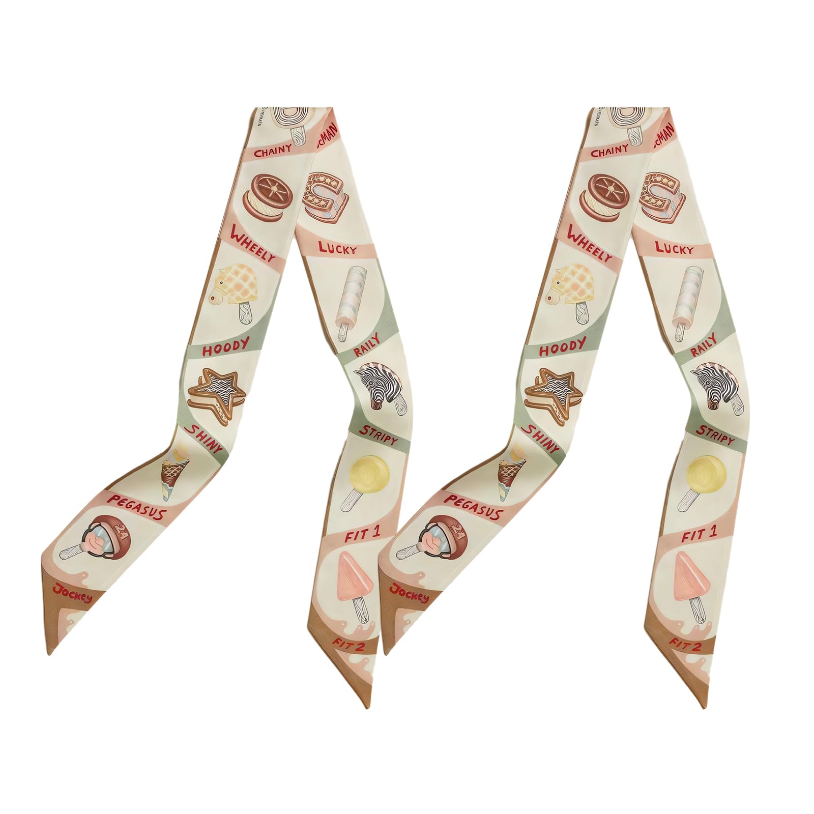 Mulberry Silk Scarf for Handbags,Bags, and Purse,2 Pcs 2"x35" Hair Ribbon Skinny Neck Fashion Scarves for Women