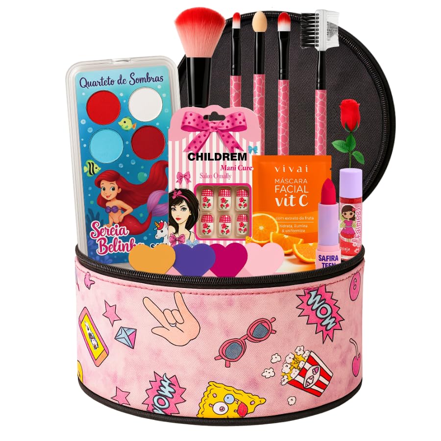 Maleta Kit Maquiagem Infantil Presente Estojo Completo