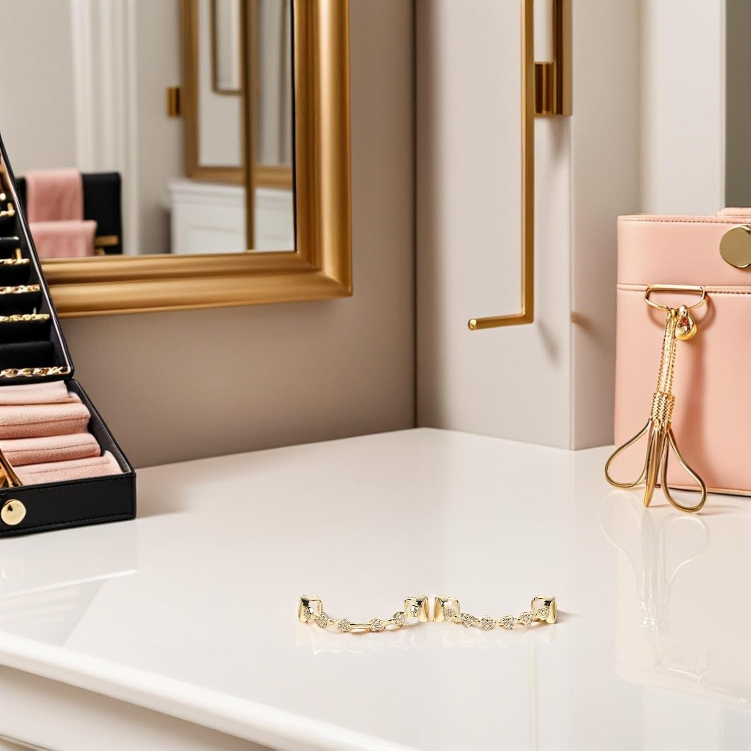 Gold Plated Teeth Grill Set with Full Zircon Rhinestones, Stylish Top and Bottom Hip Hop Mouthpiece for Women’s Everyday Streetwear and Rapper Accessories