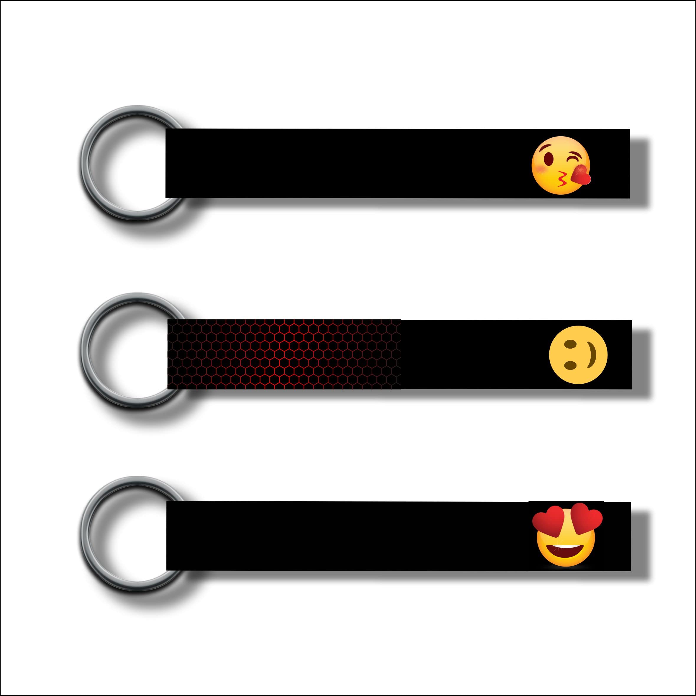 SIGNOOGLE 3 Pcs Lovely Emoji's Icons Lanyard keychain Holder Compatible For All Bikes Car Key Holder Multicolored Tag (6.00 x 1.00 Inches)