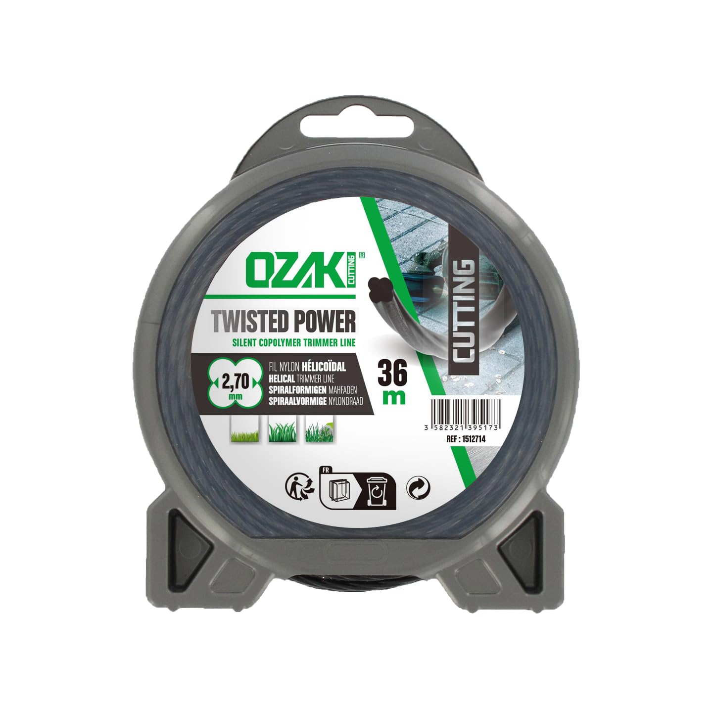 OZAKI - Fil Nylon Hélicoïdal TWISTED POWER SILENT LINE - Ø 3,3mm - L 23m - Fil Aérodynamique - Réduit Le Bruit & Les Vibrations - 3