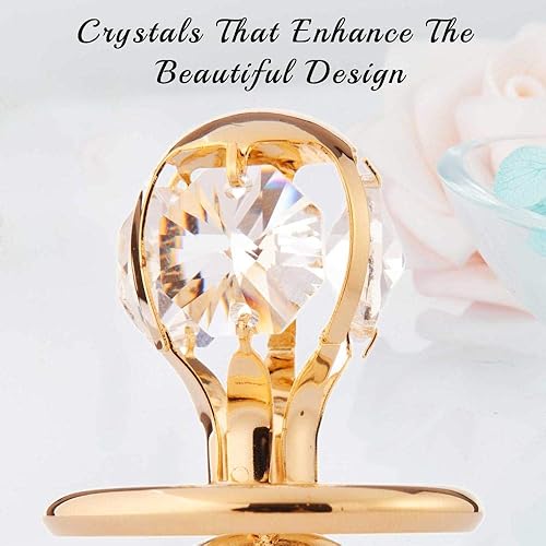 Miniatura 4 de Matashi Adorno de chupete de bebé chapado en oro de 24 quilates con cristales para la primera Navidad del bebé y colgante colgante – Gran regalo