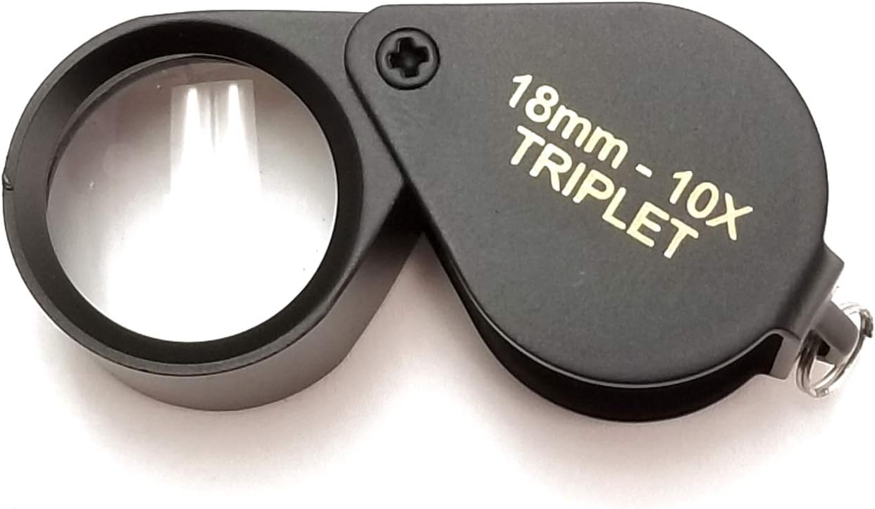 Loupe 10x Oval Hasting Triplet 18mm Black Quality Metallic, Focal 1 Clarity