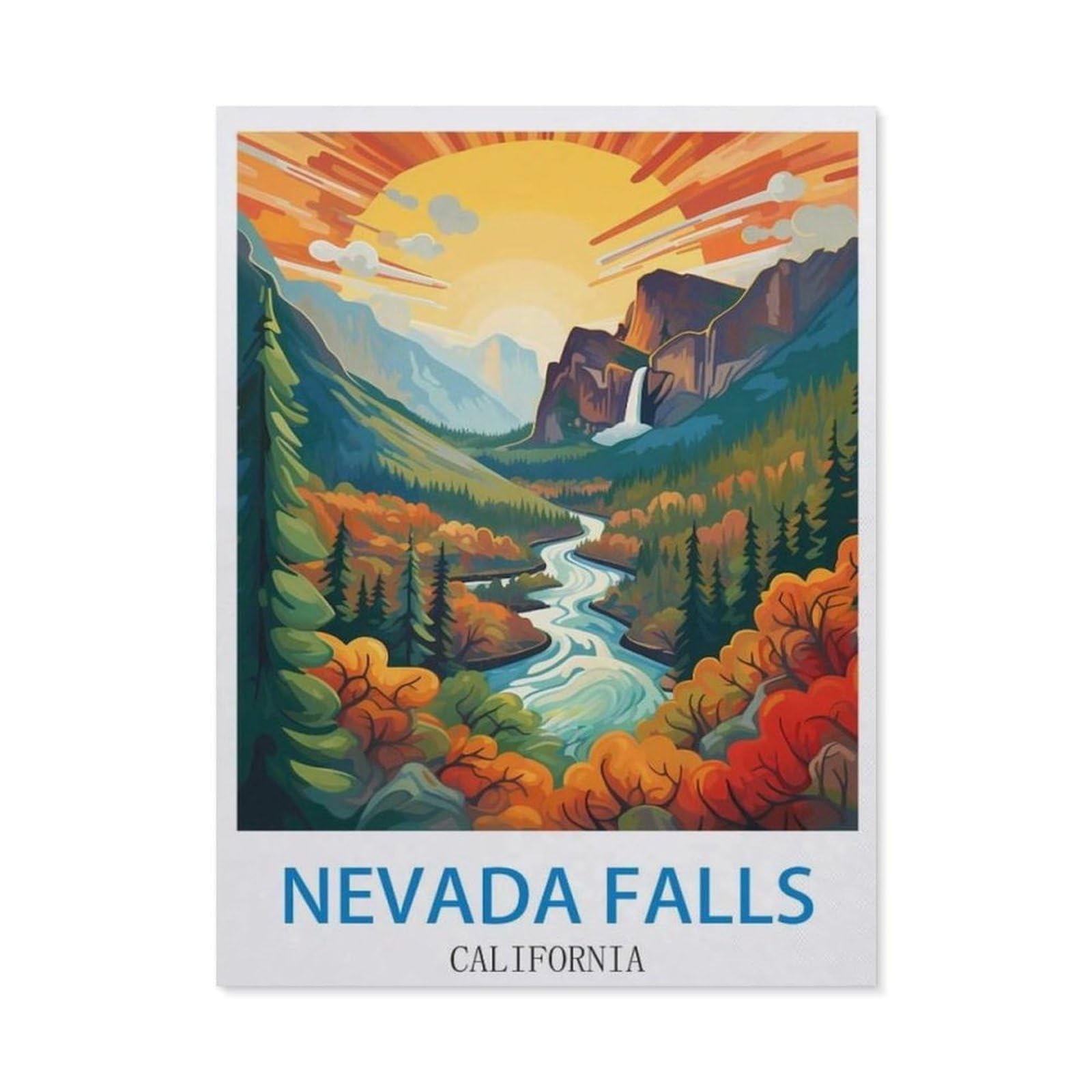 BEAYODKP DIY 5D Diamond Painting Kits，Nevada Falls California，Diamond Painting for Beginner Adults Rhinestone Numbered Diamond Arts Home Wall Decor（40 x 50 cm/15.74 x 19.68 inches）-CL63
