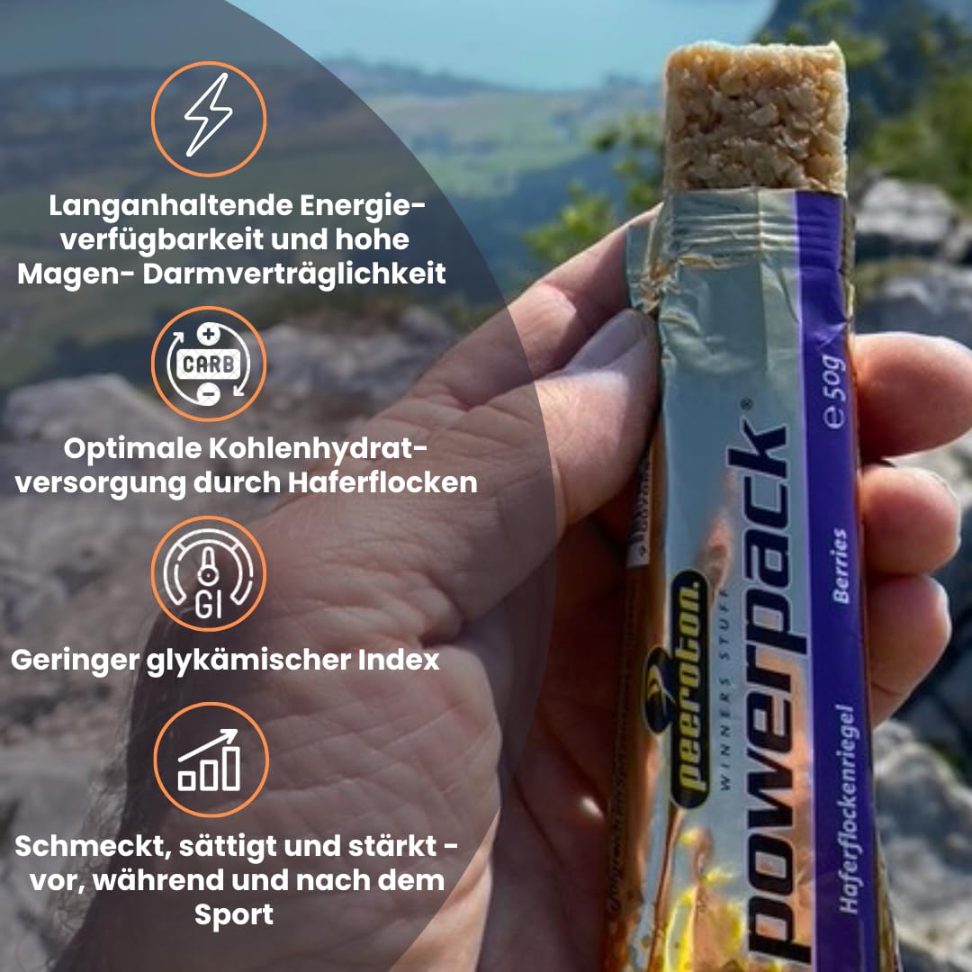 Peeroton Powerpack Riegel Banana Bread - Energieriegel ohne Zucker - Protein Snack Mahlzeitenersatz mit langanhaltender Energieverfügbarkeit - der Haferriegel, der sättigt und stärkt - 18 x 50 g