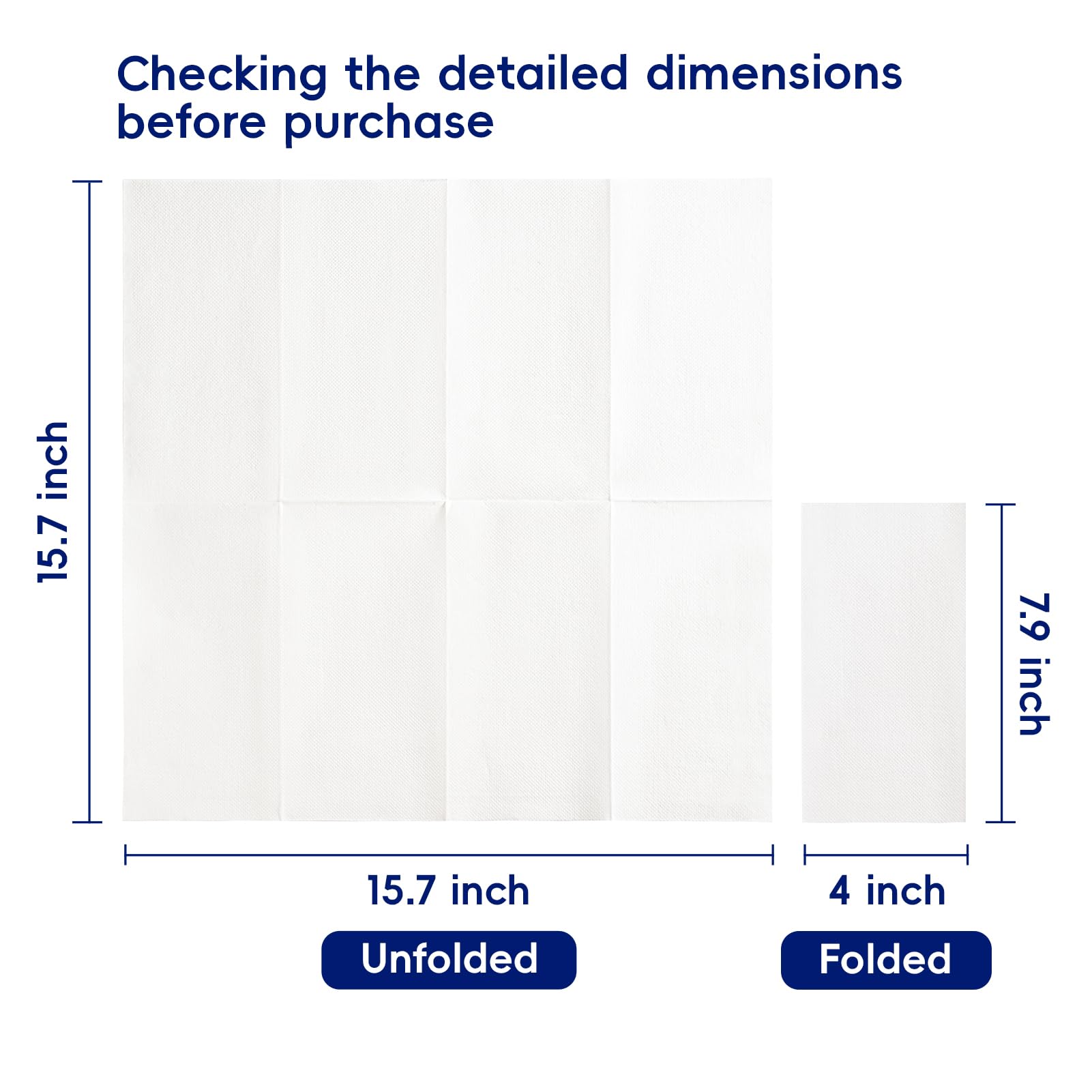 JOLLY CHEF Servilletas de papel desechables, paquete de 200 toallas de invitados de alta calidad, 2 capas, servilletas de cena plegables de 1/8, suaves, absorbentes, servilletas de fiesta, servilletas