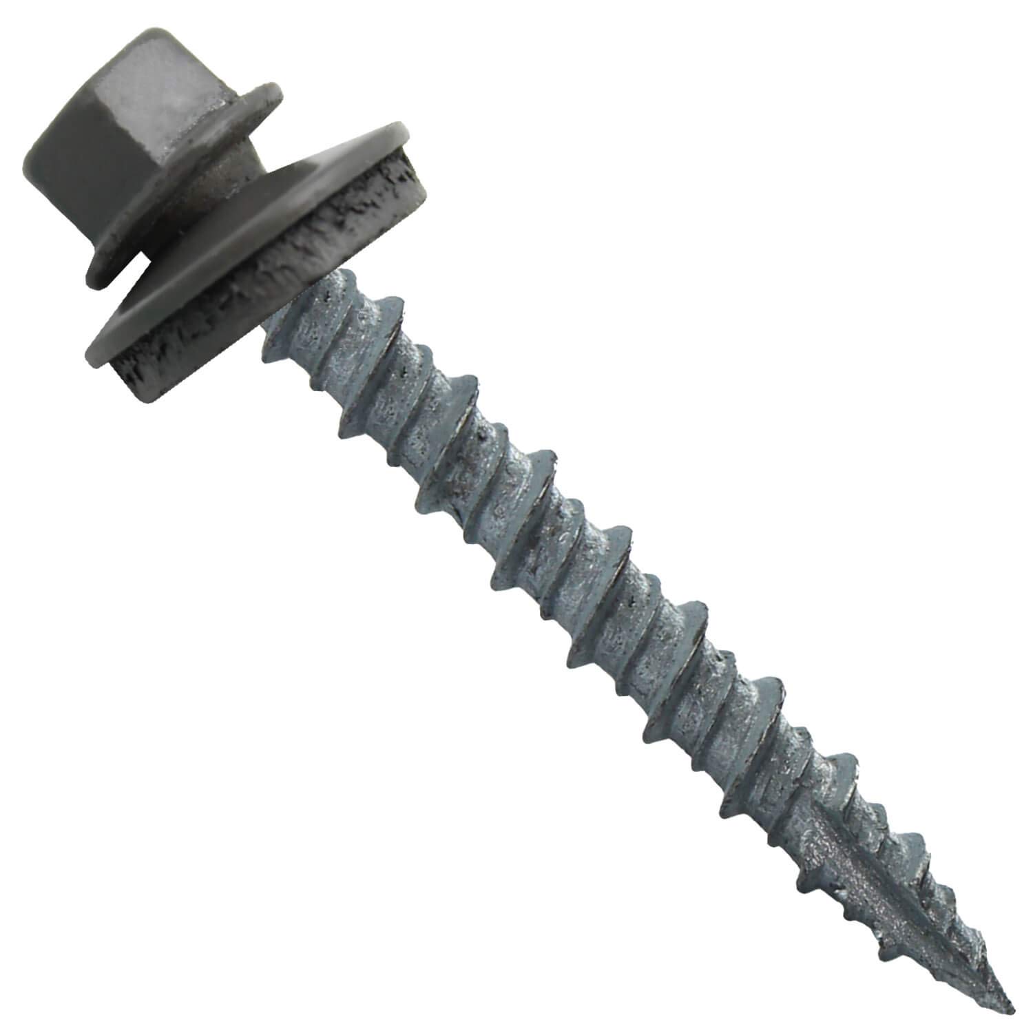 Metal Roofing Screws: (1000) 10 x 1-1/2 Charcoal Hex Head Sheet Metal Roof Screw. Self Starting Metal to Wood siding Screws. EPDM Washer. Colored Head