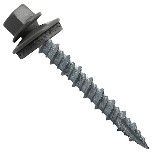 Miniatura 25 de Tornillos para techos de metal: (250) Tornillos de techo de chapa de metal galvanizado de 10 x 1-1/2 pulgadas. Tornillos de revestimiento de metal a