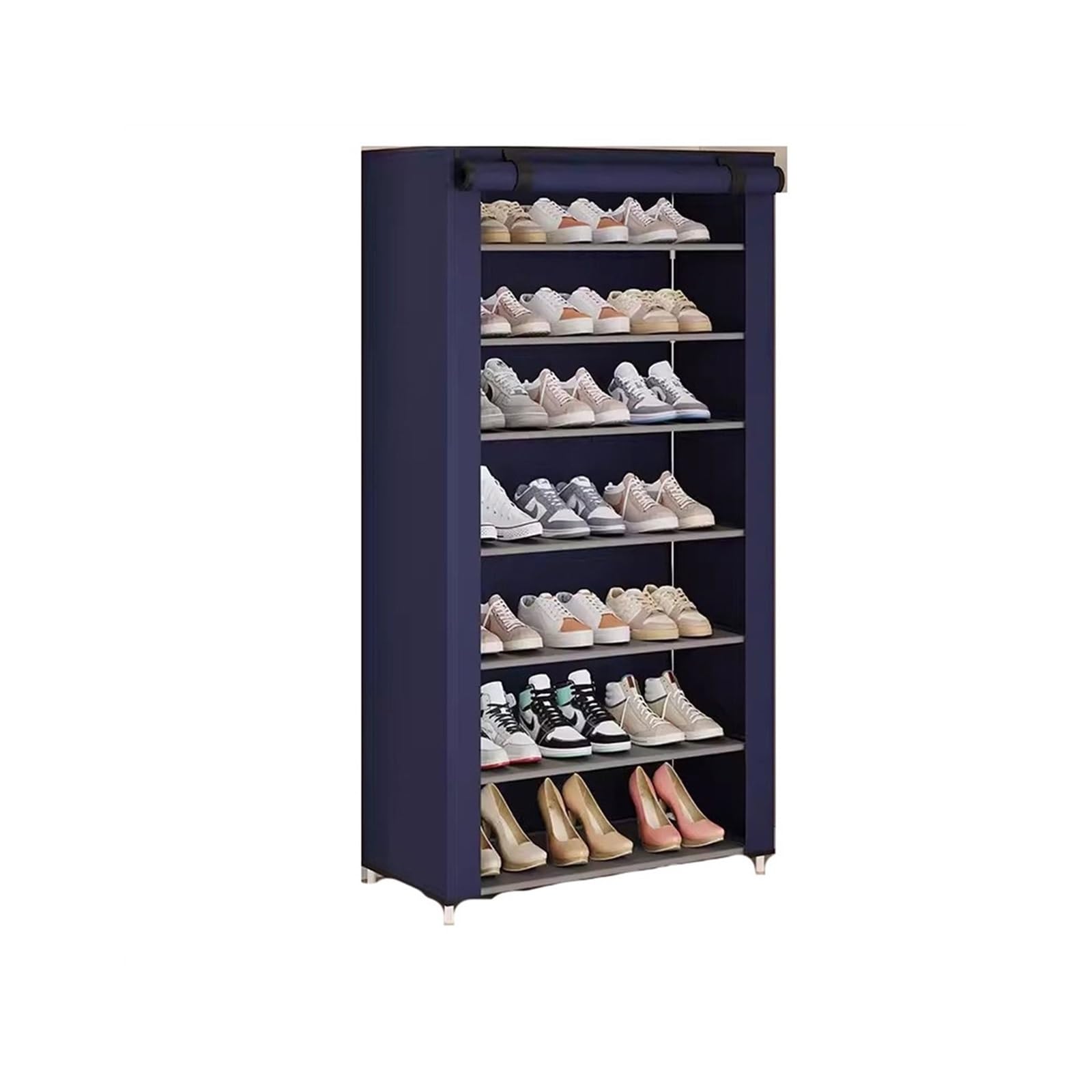 Zapatero multicapa de gran capacidad con estantes azules