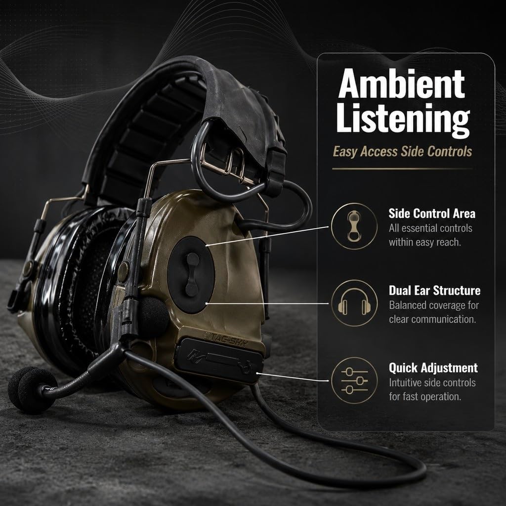 Auriculares Tácticos C3 con Reducción De Ruido, Comunicación Sonido Claro For Deportes Al Aire Libre, Entrenamiento Juegos