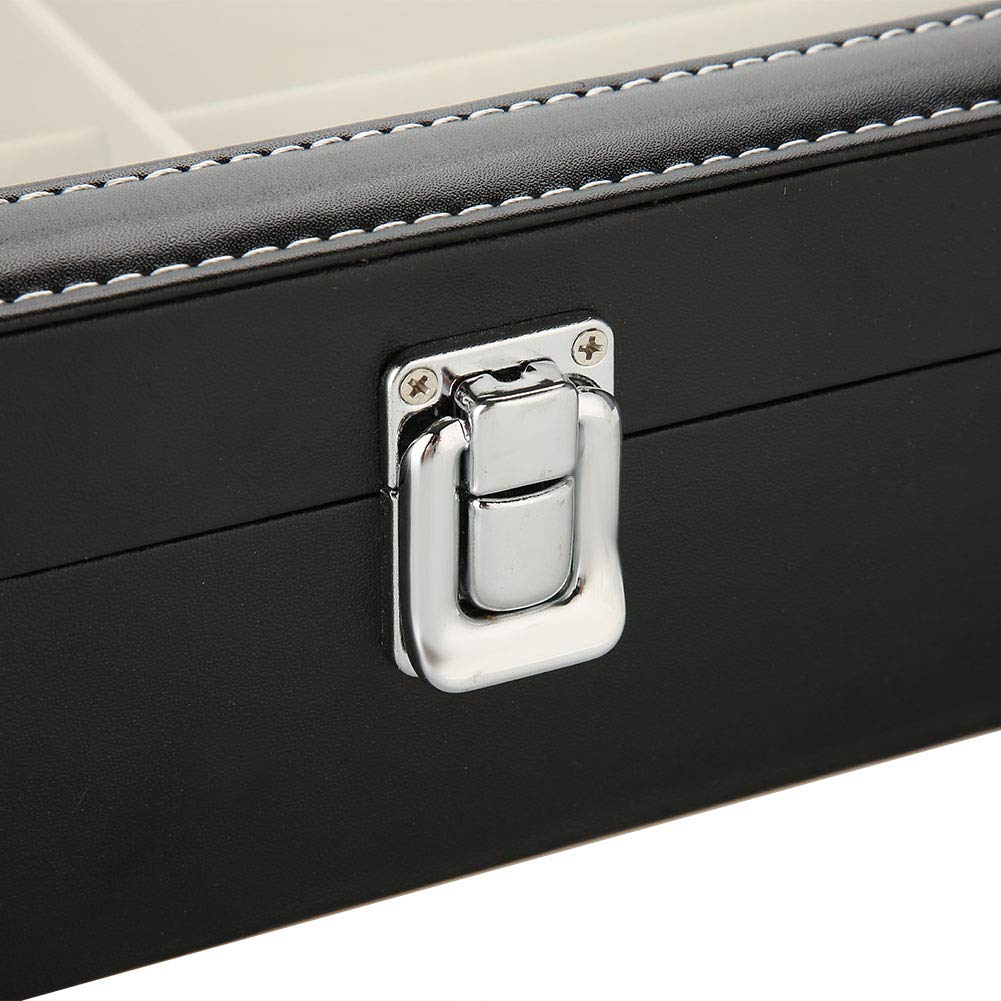 Brillenetui mit 8 Fächern, Brillenetui mit transparenter Abdeckung, Brillenetui aus PU-Leder mit Metallschloss für Zuhause, Reisen, Einzelhandel