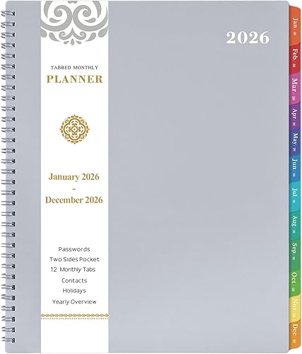 Agenda mensual 2024-2025  Agenda mensualcalendario 2024-2025, agenda de 12 meses con pestañas, bolsillo y etiqueta, contactos y contraseñas, 8.5 x