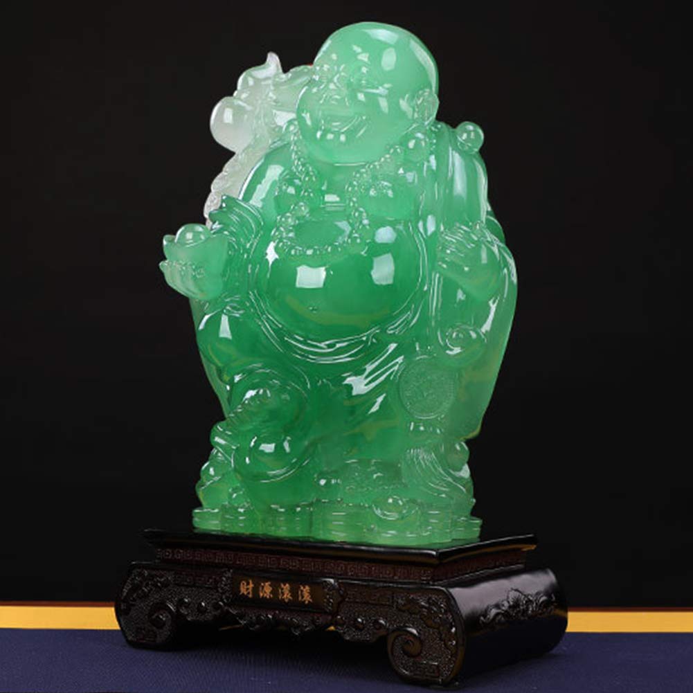 Grande Figurine Statua Ridere Buddha Feng Shui Ornamenti Maitreya Figurine Porta Soldi Borsa Scultura Decorazioni per la casa,Verde