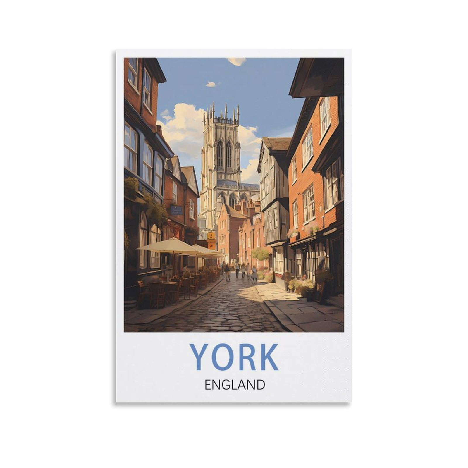 LICHNWW York England Vintage Travel Poster 16x24inch(40x60cm) Canvas Print for Living Room, Bedroom, Dorm, Home, Office Wall Decoration
