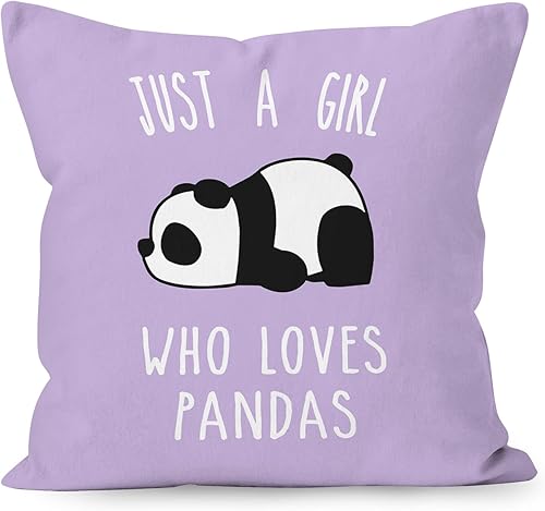 Liosei YUESHARE - Funda de almohada de 18 x 18 pulgadas con texto en inglés "Just A Girl Who Loves Pandas" (18 x 18 pulgadas), regalo ideal para