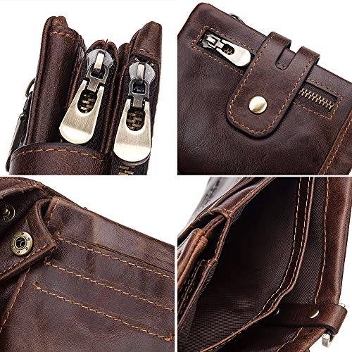 Image of boshiho Genuine Leather Bifold Chain Wallet for Men RFID Blocking