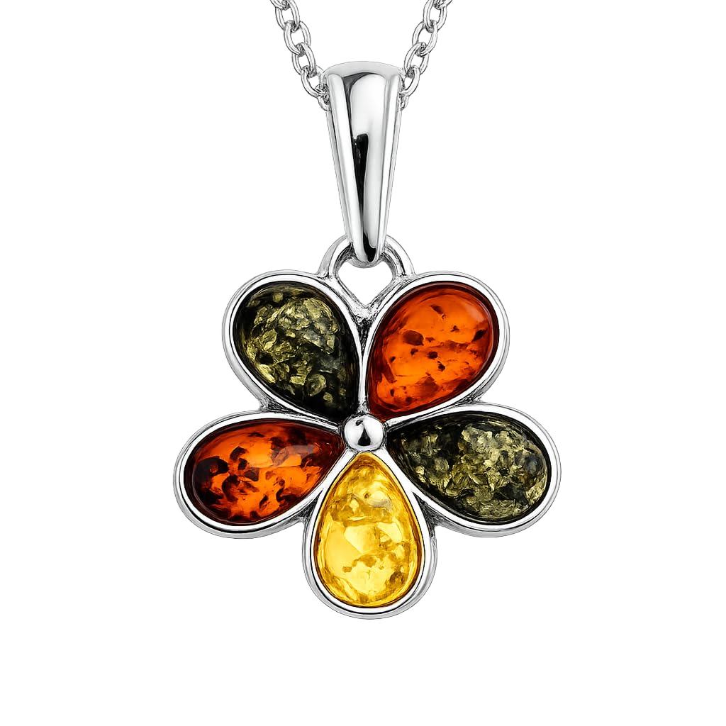 SilverAmber 1665 - Ciondolo da donna in argento 925 con ambra