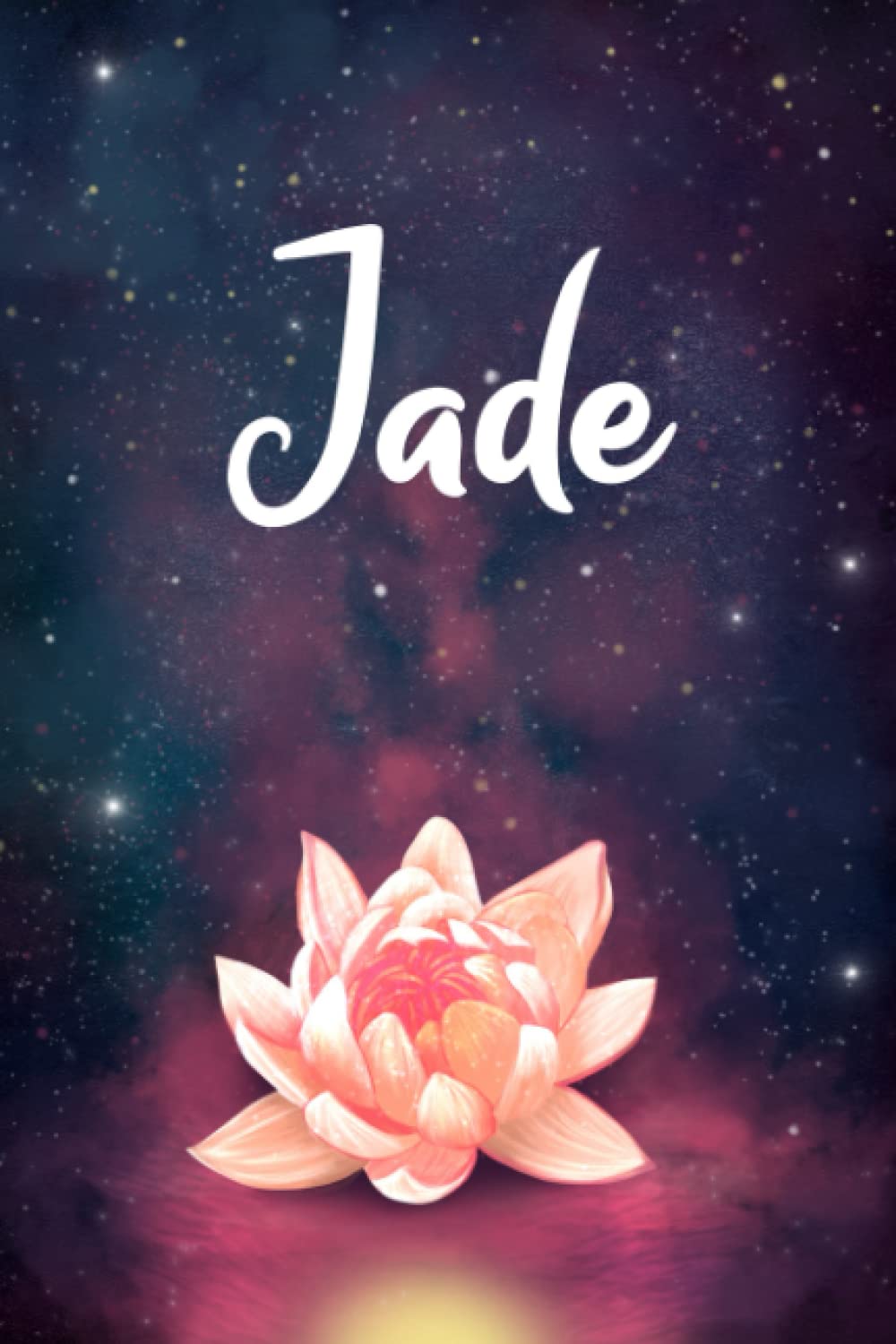 Jade: Personalized Name Journal, Lined Notebook with Beautiful Pink Water Lily Illustration on Blue Purple Cover