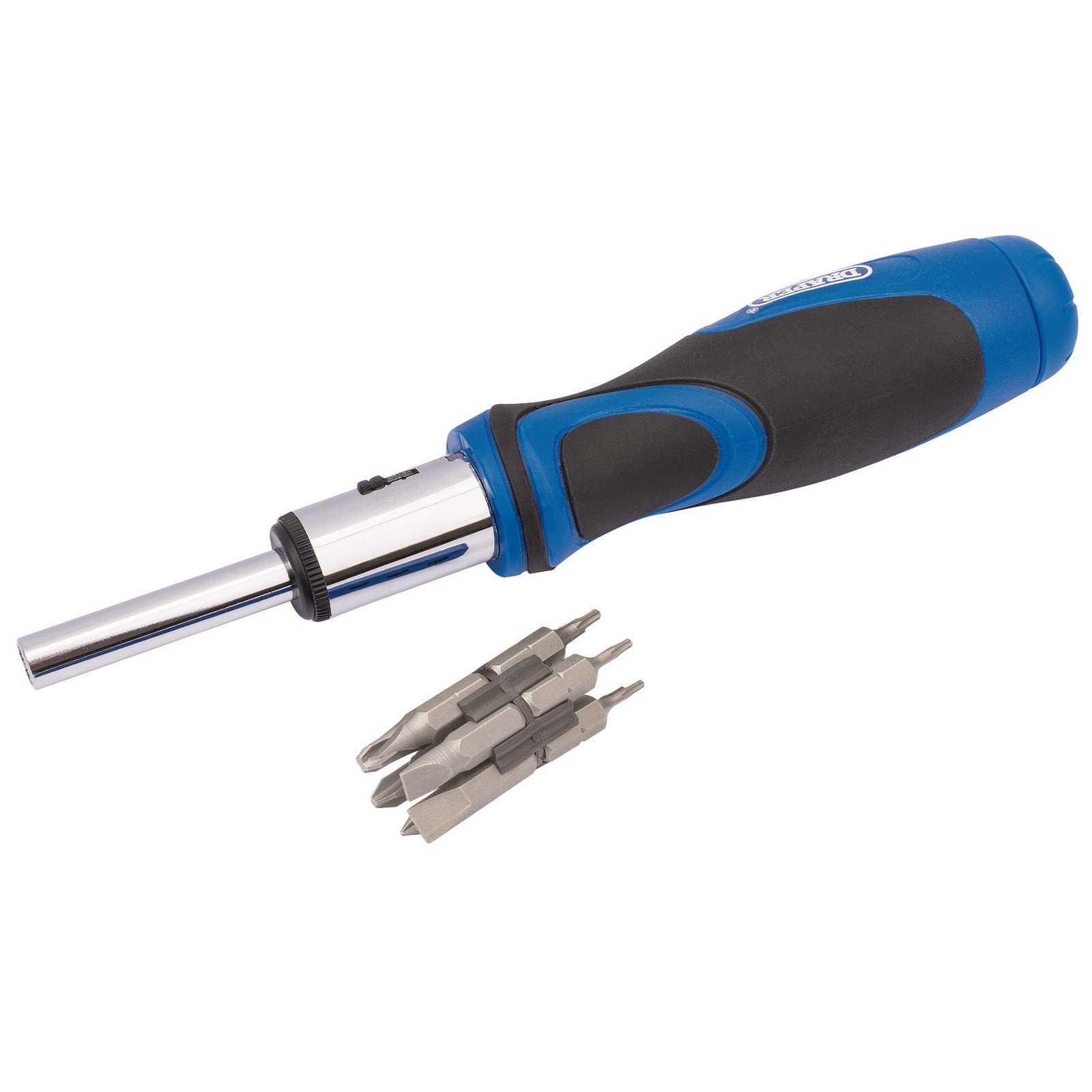 Draper Blue 43640 865/11 Ratchet Screwdriver And Bit Set, 1/4", 13 Pieces