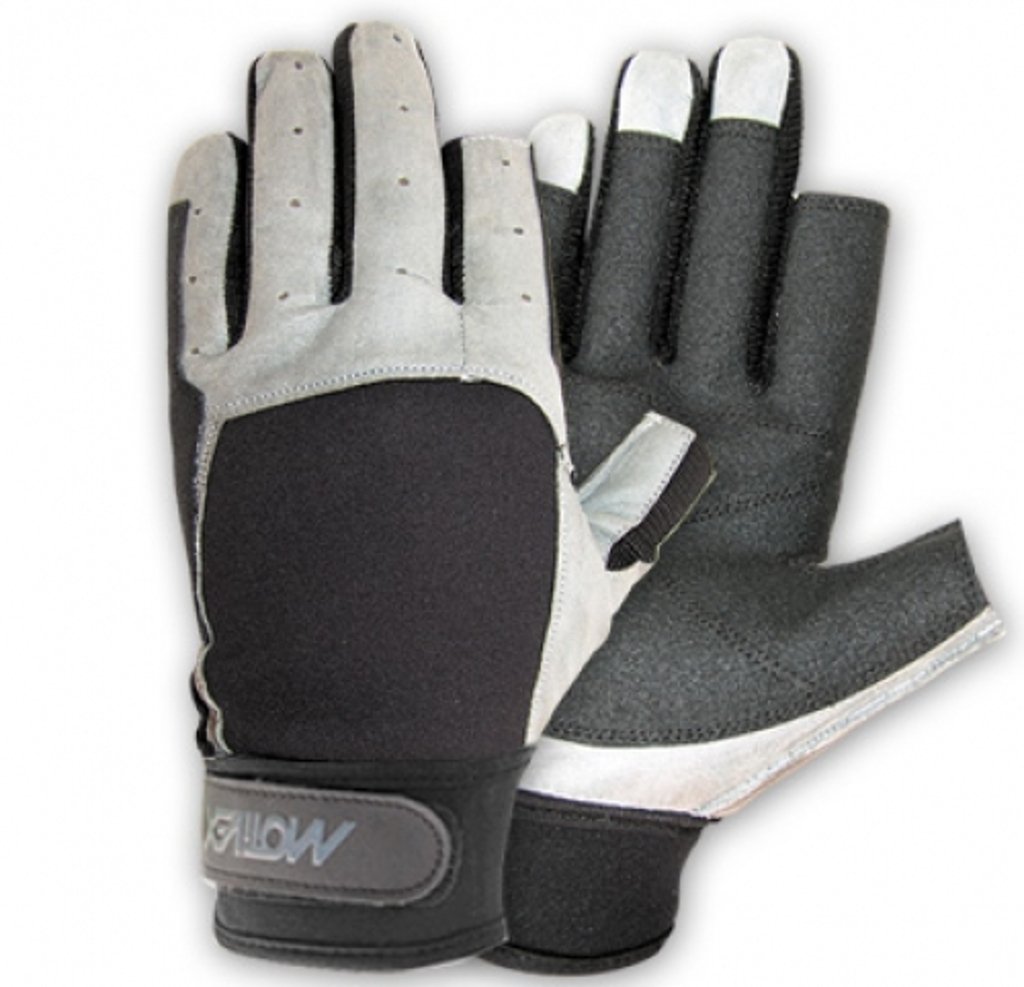 Guanti da vela nero e grigio, retro in neoprene, 2 dita corte