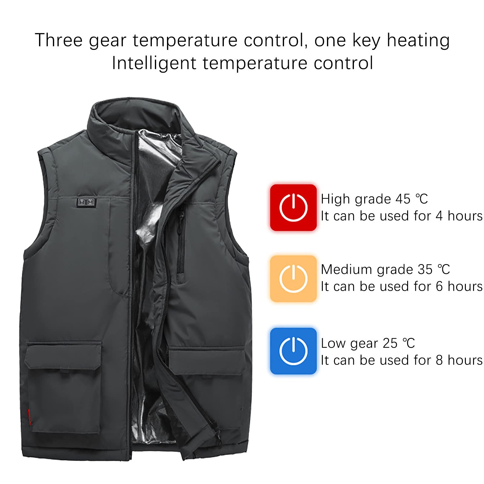 Gilet Chauffant pour Homme et Femme, Gilet Chauffant électrique Rechargeable par USB, Gilet Thermique d'hiver à 3 températures