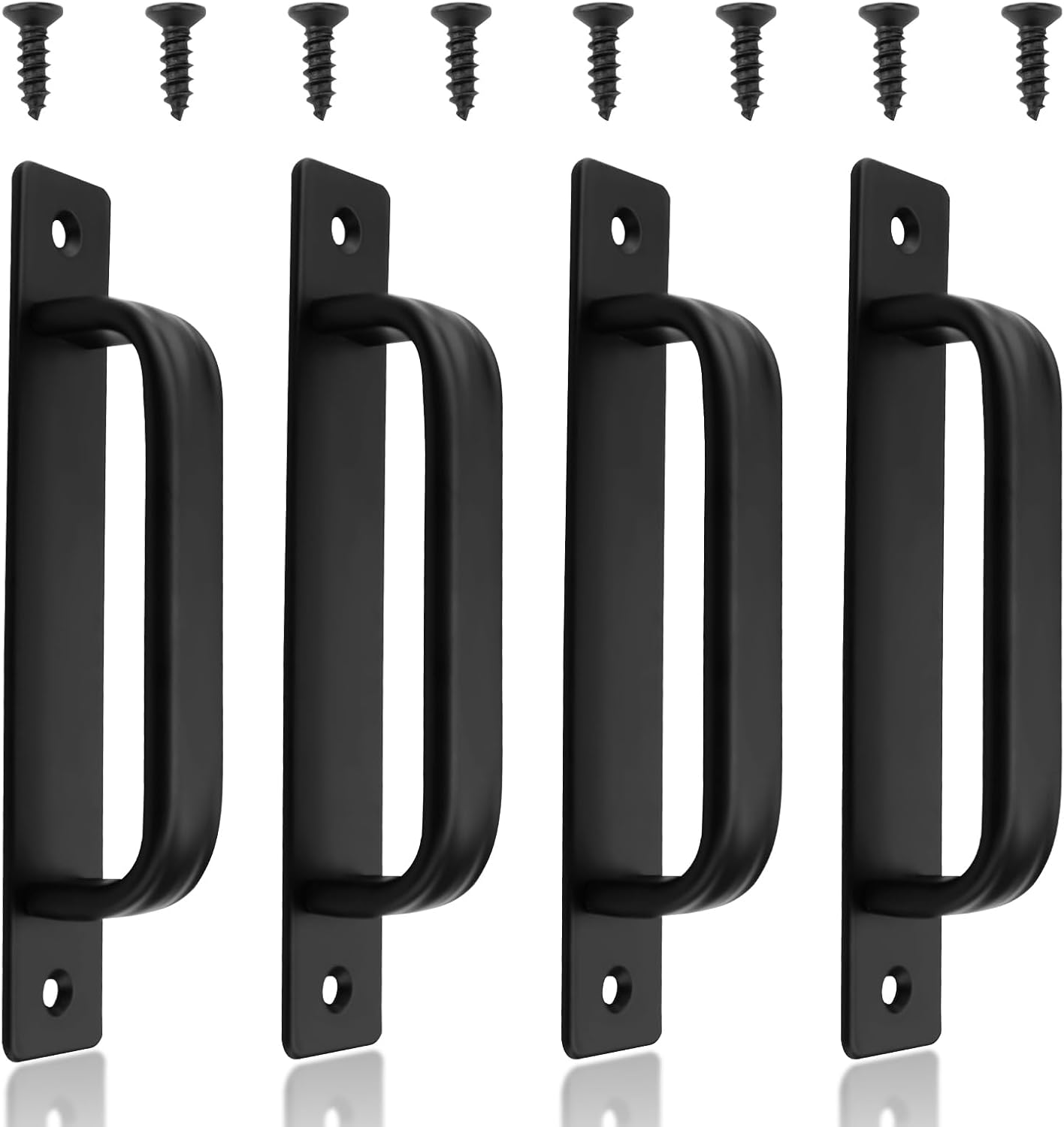 4 Pieces 5.8" Aluminium Alloy Sliding Barn Door Handles, Black Door Pull Handle, Modern Gate Pulls Flush Hardware for Kitchen Bathroom Cabinet Closet, Easy Installation (4 Black 5.8")