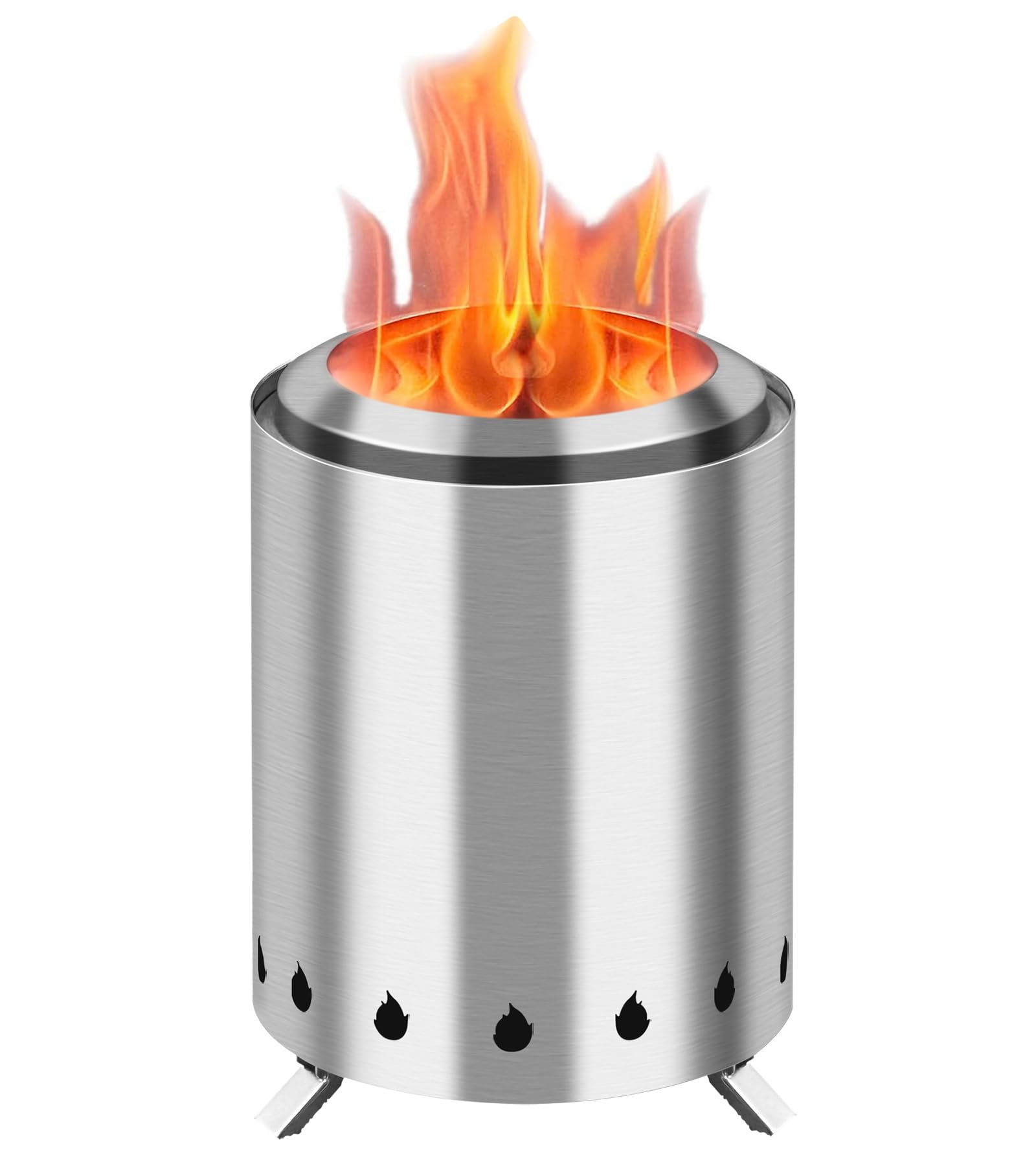 Tabletop Fire Pit, Mini Table Top Firepit with Flodable Stand, Stainless Steel Outdoor Fire Pit for Camping, Fueled by Pellets or Wood, Low Smoke and Safe Burning, Diameter 6" Height 7.5"