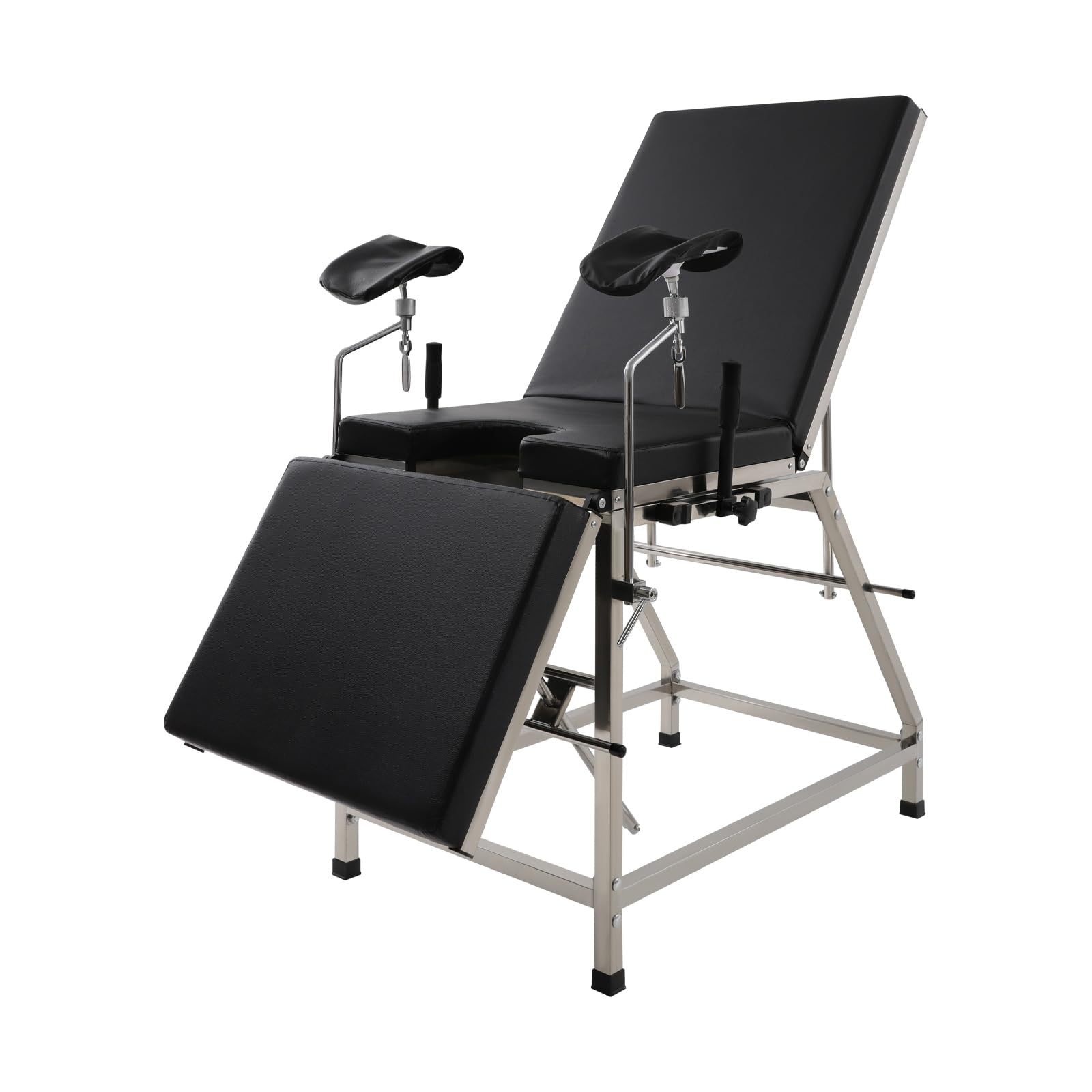 Gynäkologischer Untersuchungsstuhl aus 201 Edelstahl mit PU Polsterung, Schwarz/Rot, Bis 200kg Belastbar, Freistehend, Modernes Design für Frauenarztpraxen und Kliniken (Schwarz)