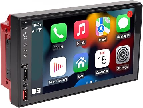 Reproductor multimedia de coche de 7 pulgadas con cámara de respaldo, doble Din, HD, Carplay, enlace de espejo, auxiliar, automático