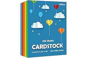 Cardstock 8.5 x 11 Colored Paper, 5 Vibrant Hues for Creative Crafting