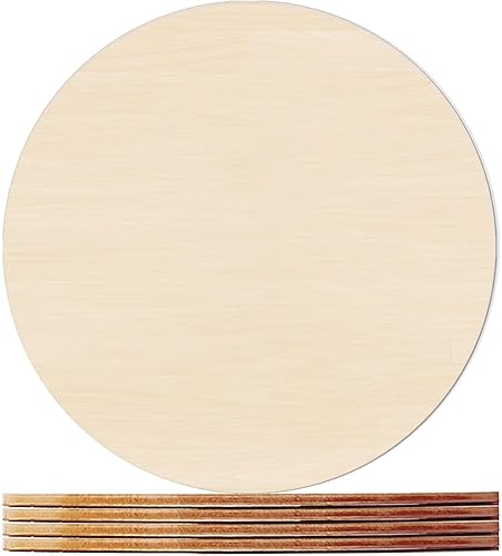 Rondas de madera para manualidades de 10 pulgadas, paquete de 5 círculos redondos de madera sin terminar para manualidades, discos redondos de