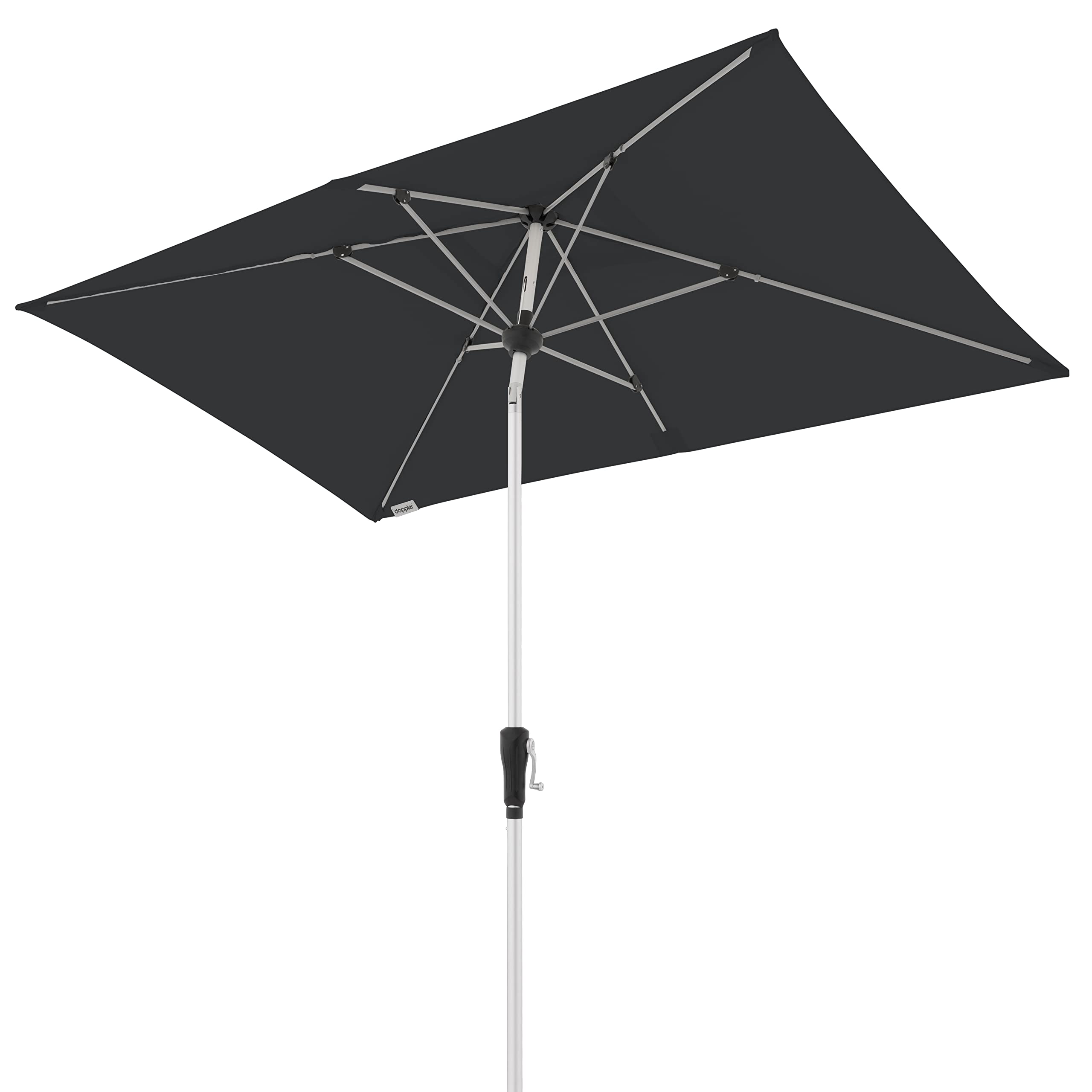 Doppler SL-AZ Auto Tilt parasol przeciwsłoneczny, 220 x 140 cm, antracytowy, składany i z korbą z ochroną UV 80+, z aluminium, odporny na deszcz dach poliestrowy