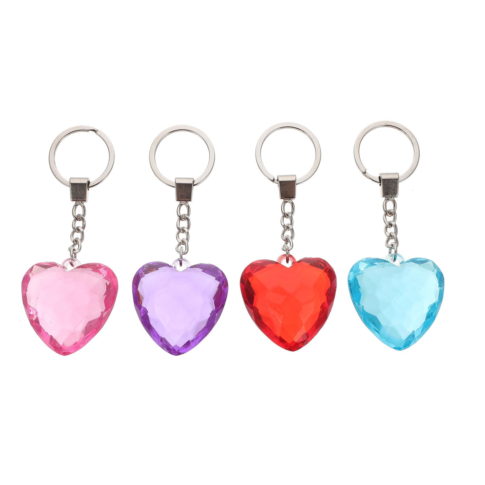 4Pcs Valentine's Heart Shape Key Chain - Crystal Pendant for Couples, Lovers - Acrylic Hanging Decoration for Bags