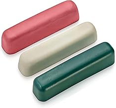 BeaverCraft Abziehmasse Schleifpaste für Lederriemen zum Schärfen von Messern - Polierpaste für Metall - Polierpaste für Schwabbelscheiben - Rot-Weiß-Grün-Polierpasten-Set P03