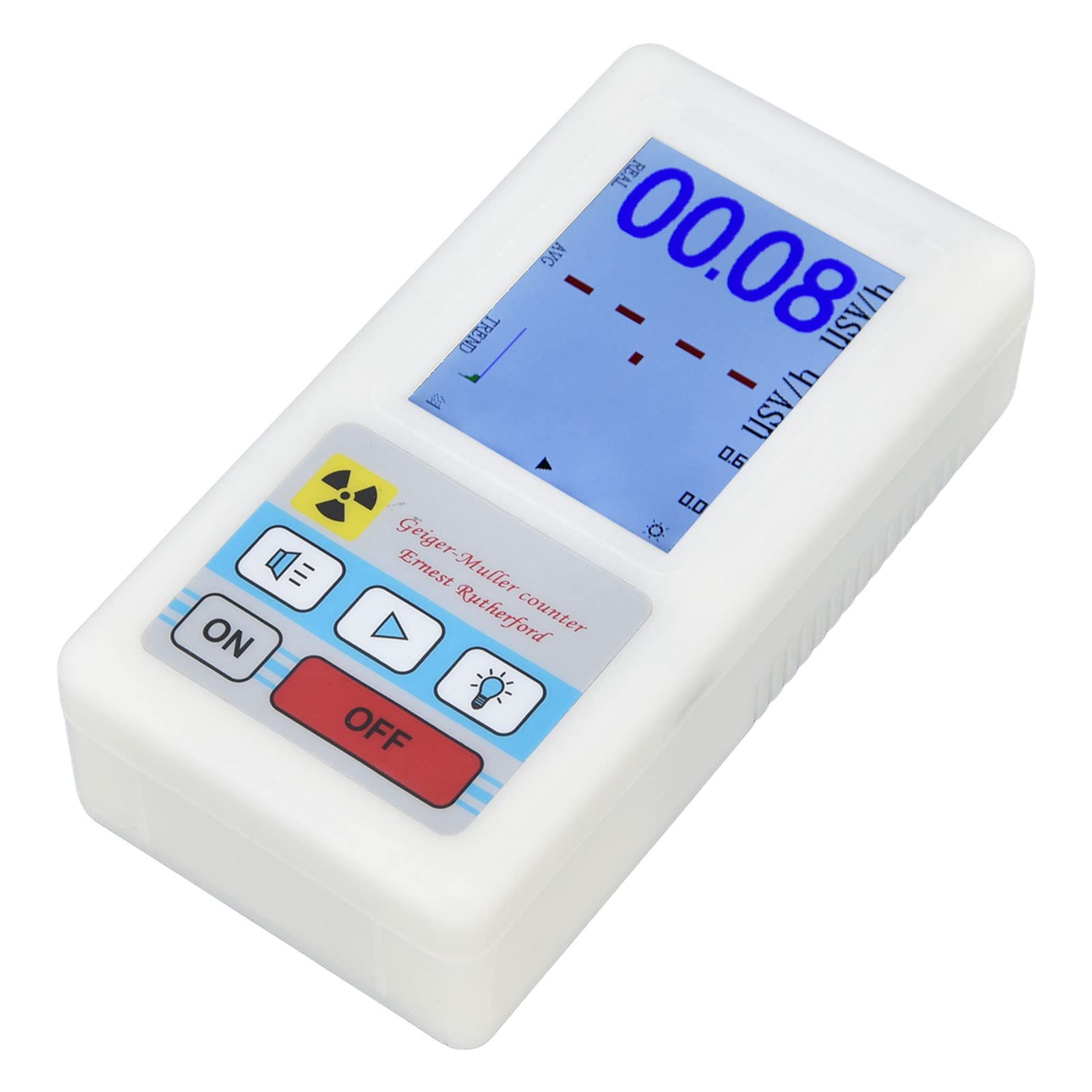Jeanoko BR6 Geigerzähler, Leicht Ablesbar, Multifunktionaler Radioaktiver Detektor, Nukleare Strahlung, Elektromagnetisches Material, ABS X 2 AA-Batterien Strahlenschützer