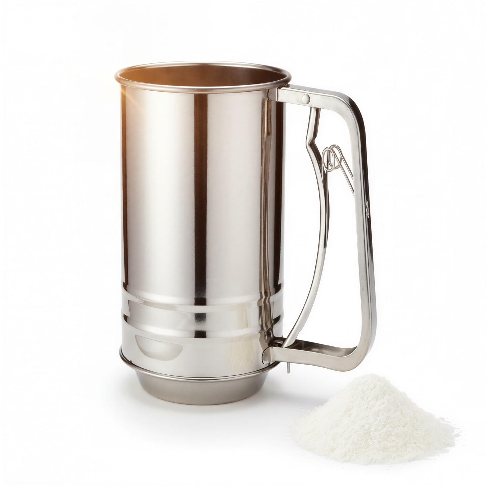 3er-Set Mehl- und Pulversiebe aus Edelstahl, 20-Mesh-Doppelsieb mit Druckhebel, Bechersieb, Puderzucker-Streuer und Langsieblöffel für Kuchen, Brot, Kakao, Gebäck und Desserts
