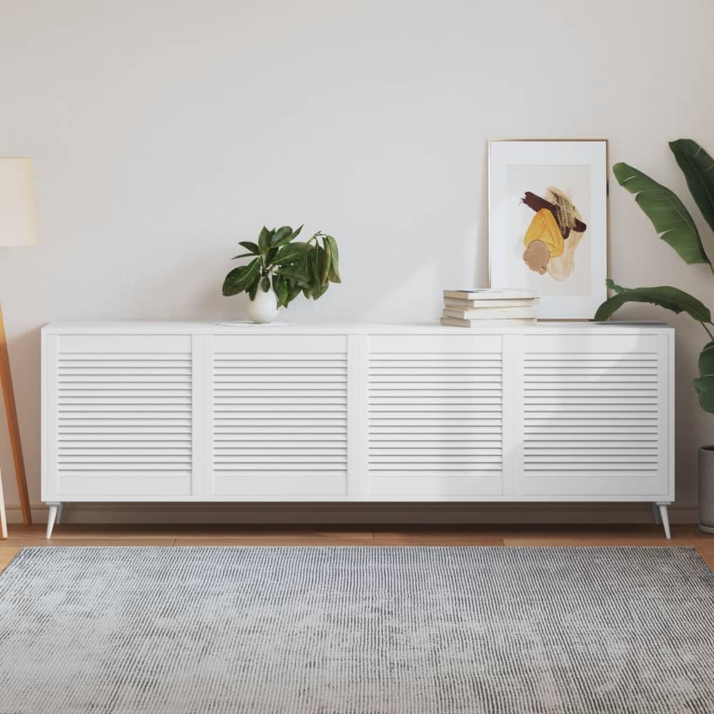Schranktüren Lamellen-Design 4 Stück Weiß 61,5x59,4 cm aus massivem Kiefernholz für Möbel Ersatz Renovierung Küche Bad Schlafzimmer Kleiderschrank