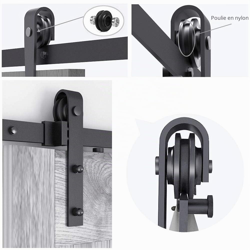 Yaheetech 8ft / 244 cm Quincaillerie Kit de Rail Hardware Porte Coulissante Ensemble Industriel pour Porte Rail Porte Coulissante Suspendue