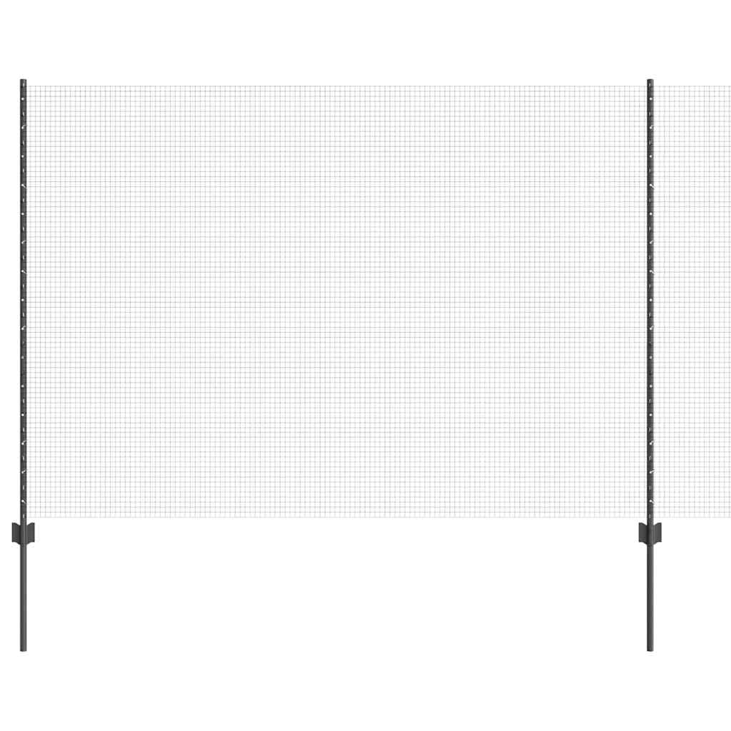 Outdoor Fence with Post Grey 1.5 x 50 m Steel and PVC Garden Privacy Screen Panel Set Powder Coated UV Resistant for Terrace Patio Boundary