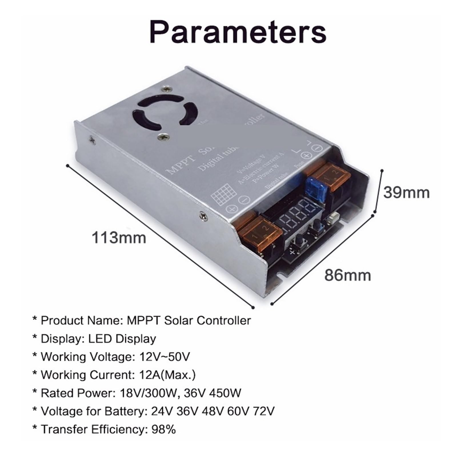 Kontroler Wzmacniacza Słonecznego 450 W MPPT 12 V ~ 50 Ładowanie Wejściowe Dla 24 36 48 60 72 Żel Kwasowo-ołowiowy LiFePO4 Bateria Litowa