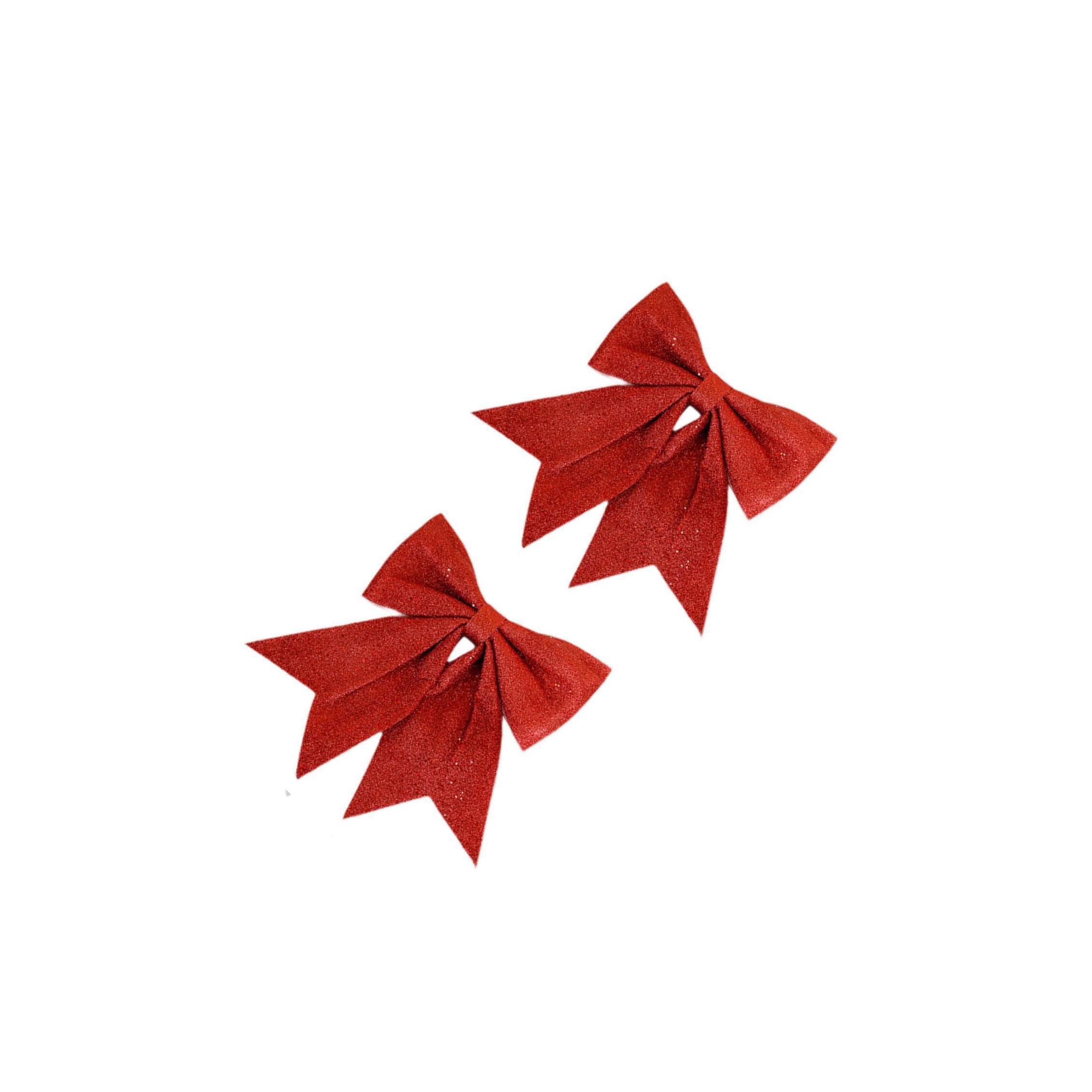 TWISAXC 2pcs/set Christmas Bow Ornament For Holiday Indoor Outdoor Xmas Tree Decoration Christmas Tree Bow Fine Workmanship, Red, 12.5x15cm