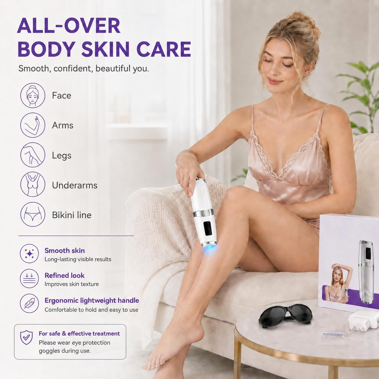 Motswedi Epilierer Damen, Mit Kühlfunktion, IPL Geräte Haarentfernung, 9-stufig Einstellbare Leistung, Laser Haarentfernung, 999.999 Blitzlichter, Epilierer, Geeignet Für Frauen, Männer, Achseln